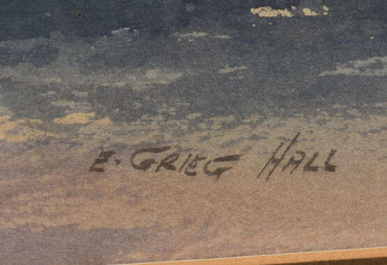 E.GRIEG HALL" View from South Lodge",Aquarell/Wasserarbe auf Papier, hinter Glas im Passepartout gerahmt und signiert - Foto 2