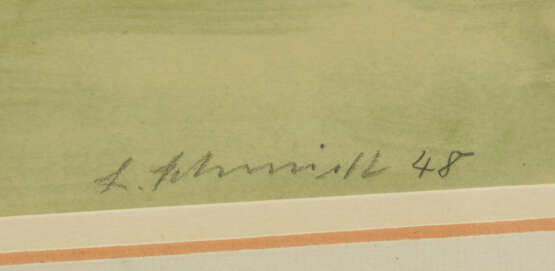 LUDWIG SCHMIDT,"Blick auf den Ort", Aquarell auf Papier hinter Passepartout, hinter Glas gerahmt, signiert und datiert - Foto 2