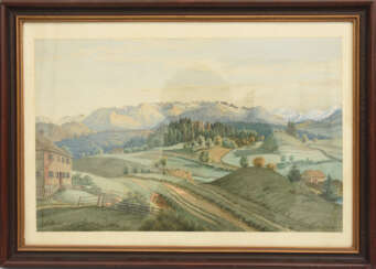 W.VINCENTE,"Im Berner Oberland", Aquarell auf Papier, hinter Glas gerahmt, signiert und datiert