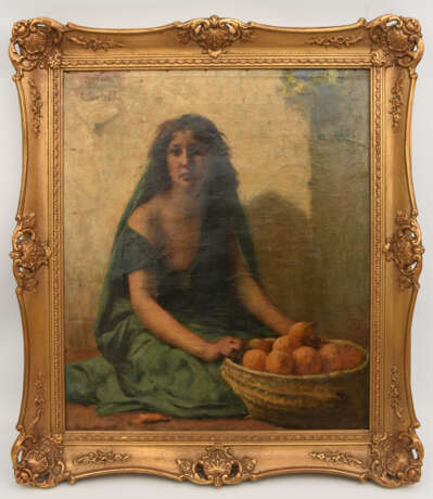 ALFRED DELOBBE: "Junge Frau mit Orangen", Öl auf Leinwand, gerahmt und signiert, um 1880 - фото 1