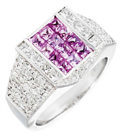 Ring mit pink Saphiren und Brillanten - photo 1