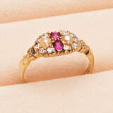 Art Nouveau Ring mit Rubinen und Perlen - Foto 1