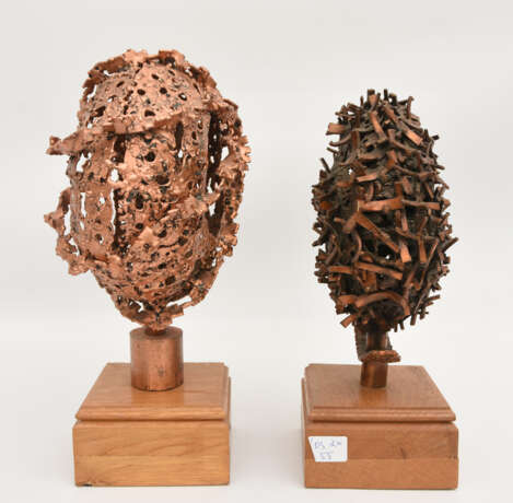 I.DVORŠAK, "Zwei Bäume", Skulpturen aus Kupfer/Eisen auf Holz, bezeichnet und datiert - photo 2