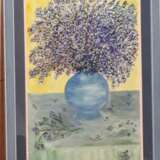 „Blumen in blauer Vase (Berg-Lavendel)“ Aquarell Impressionismus Landschaftsmalerei 2019 - Foto 1