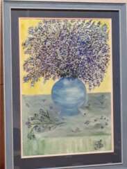"Цветы в голубой вазе" (горная лаванда)
