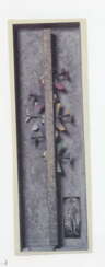 VOLKER KÜHN,"Schallmauer", Assemblage div. Materialien, hinter Glas gerahmt, signiert, 1987