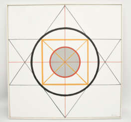 KARL HEINZ FRANKE "Komposition mit gelbem Quadrat", Acryll auf Leinwand, gerahmt, monogrammiert und datiert