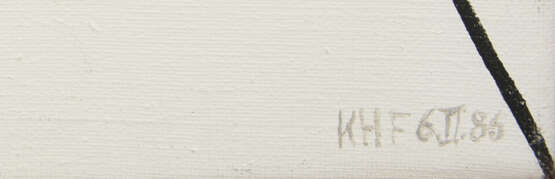 KARL HEINZ FRANKE "Komposition mit rotem Quadrat", Acryll auf Leinwand, gerahmt, monogrammiert und datiert - фото 3