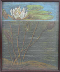 UNBEKANNTER KÜNSTLER. "Die Seerose", Pastellkreide auf Papier, hinter Glas gerahmt, 20. Jahrhundert