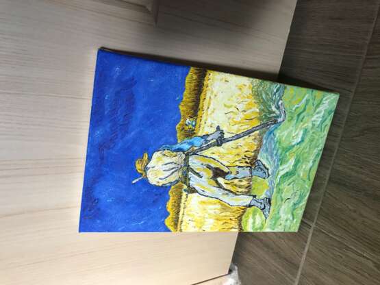 „Kopie Gemälde von Van Gogh ‘ Reaper ‘“ Leinwand Ölfarbe Impressionismus Landschaftsmalerei 2019 - Foto 3