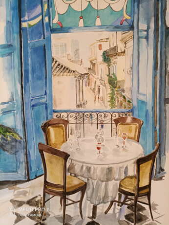 “Balcony in Havana” Paper Watercolor Romanticism Still life 2016 - photo 1