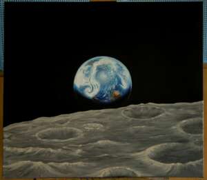 Восход Земли над Луной. Космос. Вселенная.