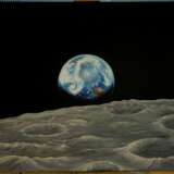 „Aufgang der Erde über dem Mond. Raum. Das Universum ist.“ Leinwand Acrylfarbe Realismus Landschaftsmalerei 2019 - Foto 1