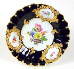 Meissen Kobalt Prunkteller *Blumenbouquet*