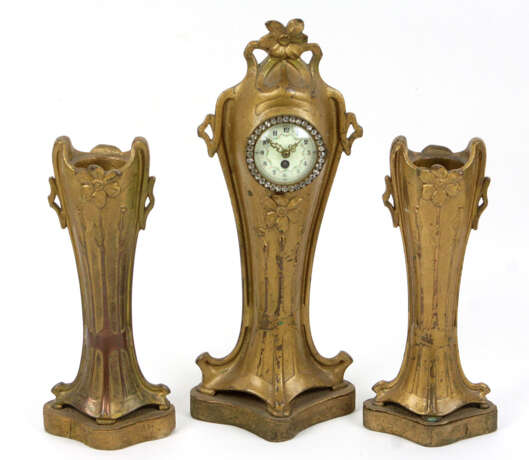 Jugendstil Uhr mit Beisteller um 1900 - Foto 1