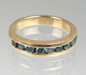 Ring mit blauen Diamanten - Gelbgold 585