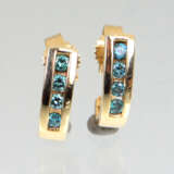 Ohrringe mit blauen Diamanten - Gelbgold 585 - photo 1