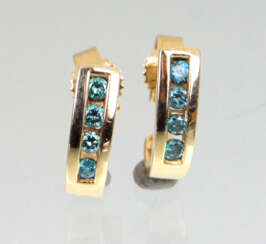 Ohrringe mit blauen Diamanten - Gelbgold 585