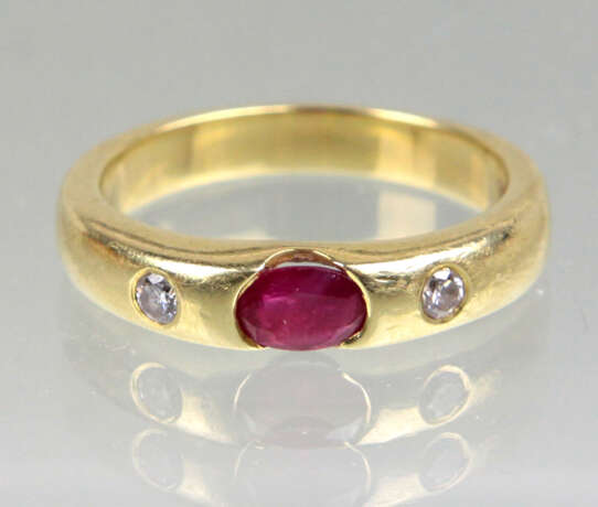 Rubin Brillant Ring - Gelbgold 585 - Foto 1