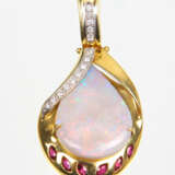 Opal Brillant Anhänger mit Rubin - Gelbgold 750 - фото 1