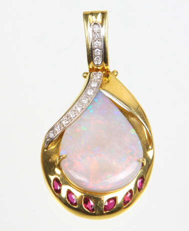 Opal Brillant Anhänger mit Rubin - Gelbgold 750 - Foto 1