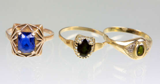 3 Damen Ringe mit Besatz - Gelbgold 333 - Foto 1