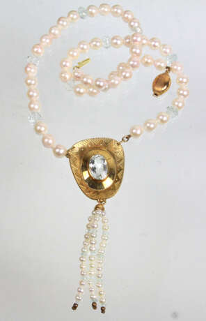 Unikat Aquamarin Perl Collier - Gelbgold 585 - Foto 2