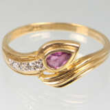 Turmalin Ring mit Diamant - Gelbgold 333 - Foto 1