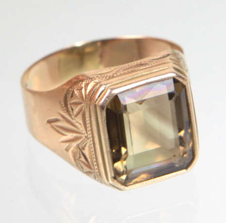 Herren Ring mit Rauchquarz - Gelbgold 333 - Foto 1