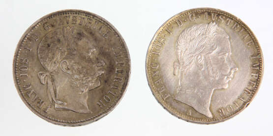 2x 1 Gulden Österreich 1858/90 - фото 1