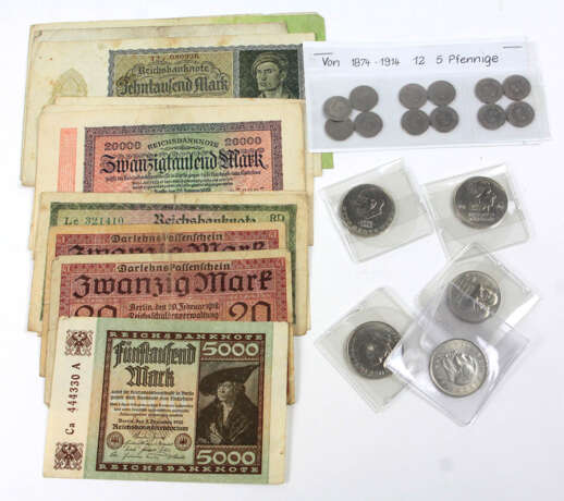 Geldscheine u. Kleinmünzen 1874/1983 - Foto 1