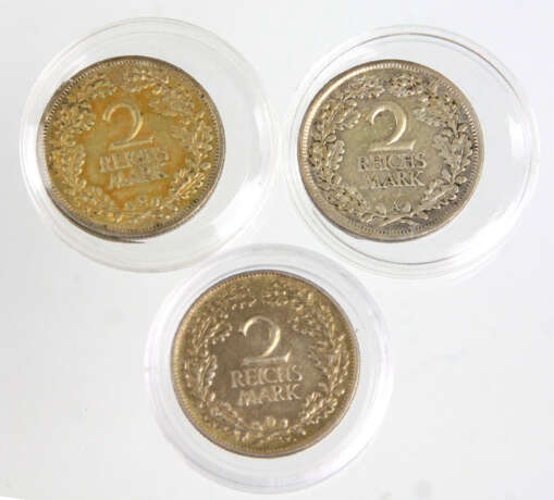 3x 2 Reichsmark Weimarer Republik 1925 A,D,E - фото 1