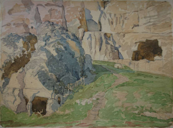 Скалы Мариамполя Paper Watercolor Realism Landscape painting 2000 - photo 1