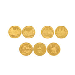 BRD/GOLD - 7 x 100 Euro zu je 1/2 Unze fein, 