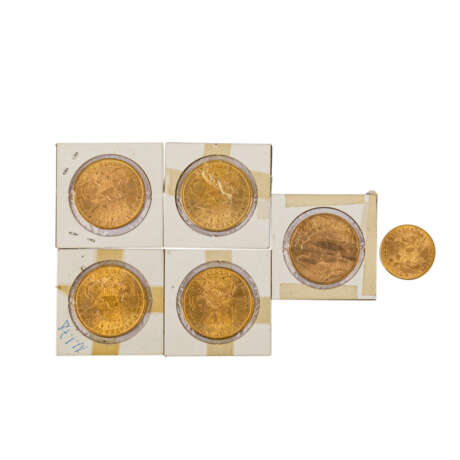 USA/GOLD - 5 x 20 Dollars, 1 x 10 Dollars, - фото 2