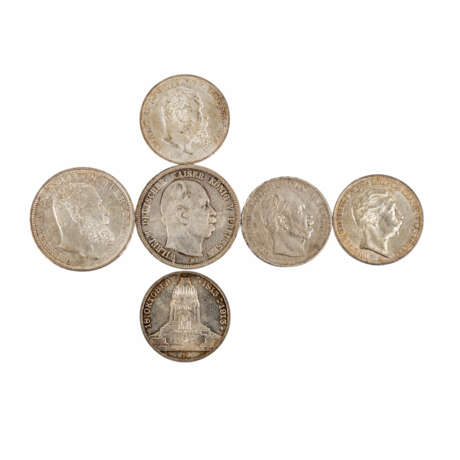 Preussen / Dt. Kaiserreich - Konvolut von 5 Münzen, - Foto 1