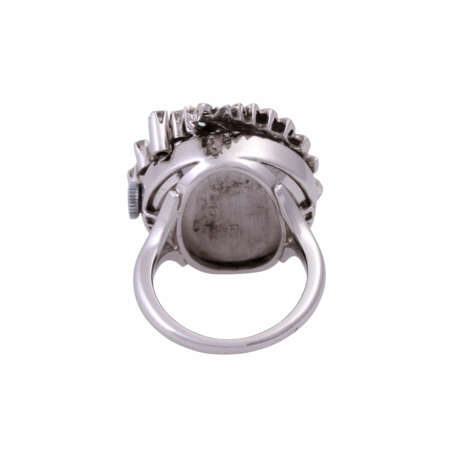 Damenuhr-Ring mit Diamanten im Achtkantschliff, zusammen ca. 0,47 ct, - Foto 5