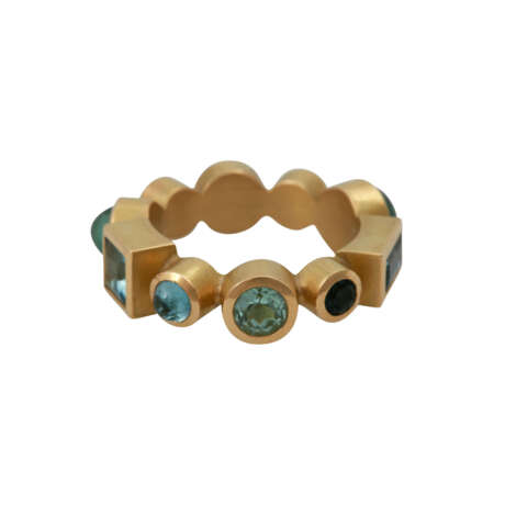 Ring mit 10 Turmalinen und Aquamarinen - Foto 1