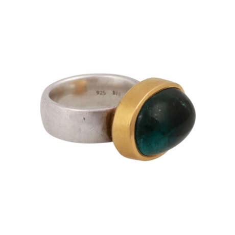 Ring mit grünemTurmalincabochon, oval ca. 18 ct, - Foto 2