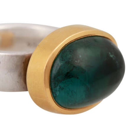 Ring mit grünemTurmalincabochon, oval ca. 18 ct, - photo 5