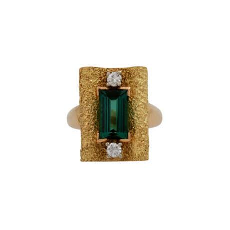 Ring mit Turmalin und 2 Brillanten, zusammen ca. 0,2 ct, - photo 1