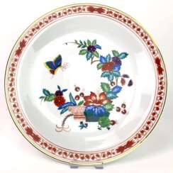 Zierteller / Wandteller: Porzellan. Chinesischer Schmetterling / Chinesische Malerei, Gold staffiert. sehr gut.