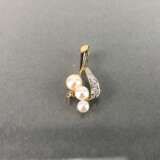 Anhänger / Clipanhänger für die Perlenkette: Gelbgold 333, Brillanten und Perlen. - photo 3