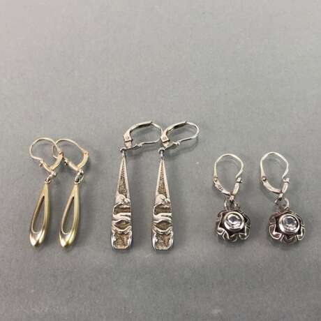 Drei Paar Ohrhänger, Silber und Silber vergoldet. - Foto 1