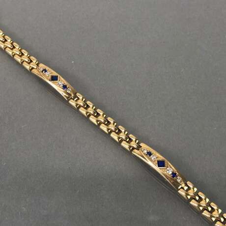 Vornehmes Armband mit Safiren und Brillanten, Gold 585. - фото 6