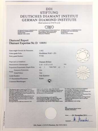 Brillant 1,052 ct. River / Hochfeines Weiß + / D. VSS2. Loser Diamant im Brillantschliff als Wertanlage! - фото 2