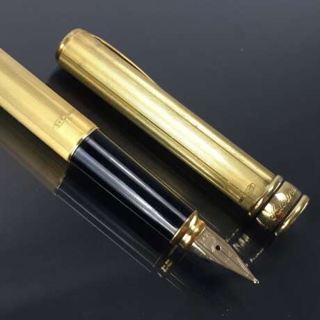 AURORA: Patronenfüller / Füller / Fountain Pen: Sterling Silber, vergoldet. Feder 585 / 14 K. Neuwertig. - фото 4