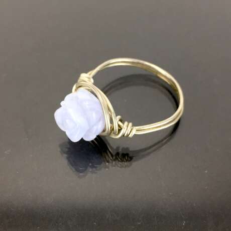 Filgran-Ring: Achat hellblau, geschnitten Rosenform. Silber 925. - photo 2