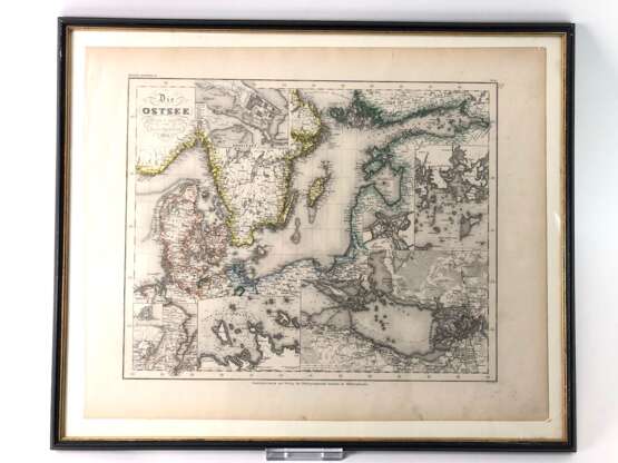Karte: "Die Ostsee - Entworfen und gezeichnet von Major Radefeld 1855". Stahlstich, Hildburghausen, 1855. - photo 2