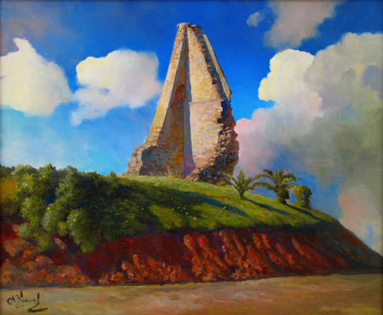 Painting “Barkush Tower in Tower in Buarque 2”, Canvas, Oil paint, Realist, Landscape painting, Portugal, 2003 - photo 1